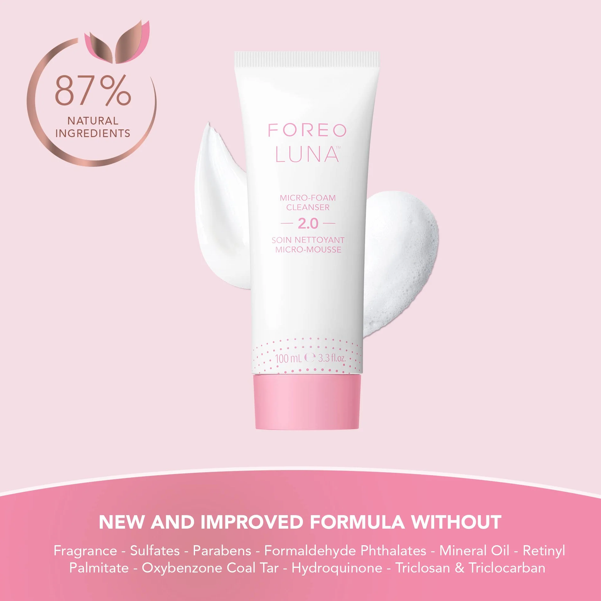 FOREO LUNA Micro-Foam Cleanser 2.0 – Gesichtsreinigung – Vitamin E - Aminosäuren - Mitesserentferner - Porenreiniger - Make Up Entferner – Reinigungsschaum Gesicht – Vegan – Gesichtspflege – 100 ml