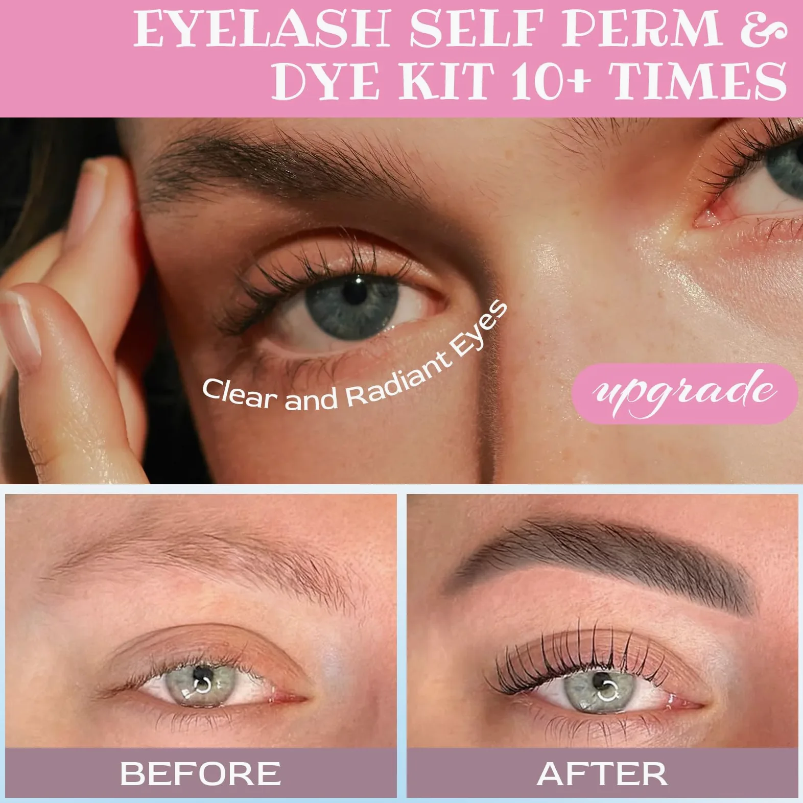 Wimpernlifting Set mit Farbe Schwarz, Wimpern Lifting Set& Brow Lifting Set, 2-in-1 Wimpernlifting Set für zu Hause, Tubenform, für alle Augenformen, ausführliche Schritt-für-Schritt-Anleitung