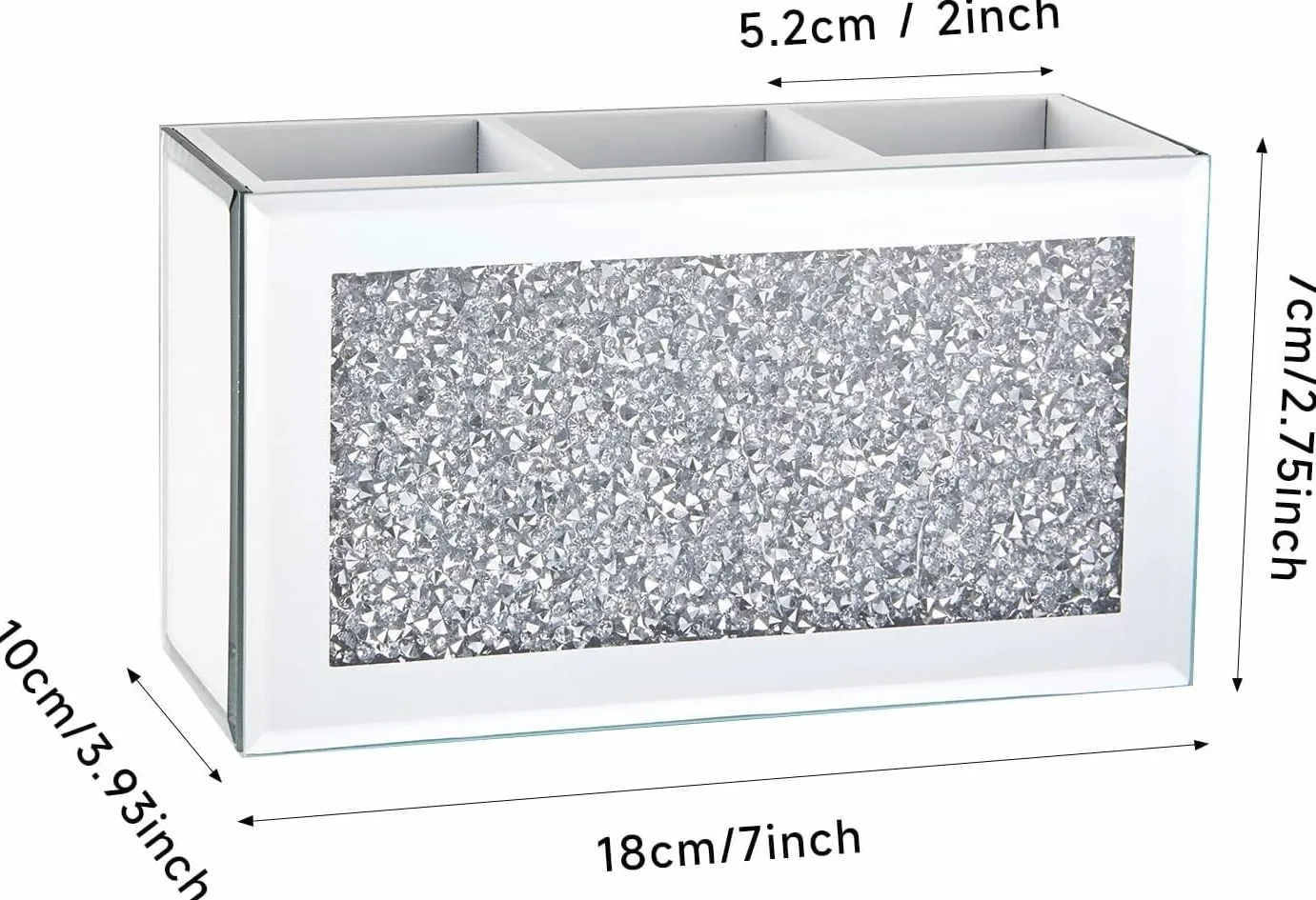 Kosmetik Make Up Organizer Make-up-Pinselhalter Mit 3 Fächern Für Vanity Cosmetic Storage Organizer Bling Crushed Diamond Eyeliners Eyebrow Vitrine Schmink Beauty Zubehör