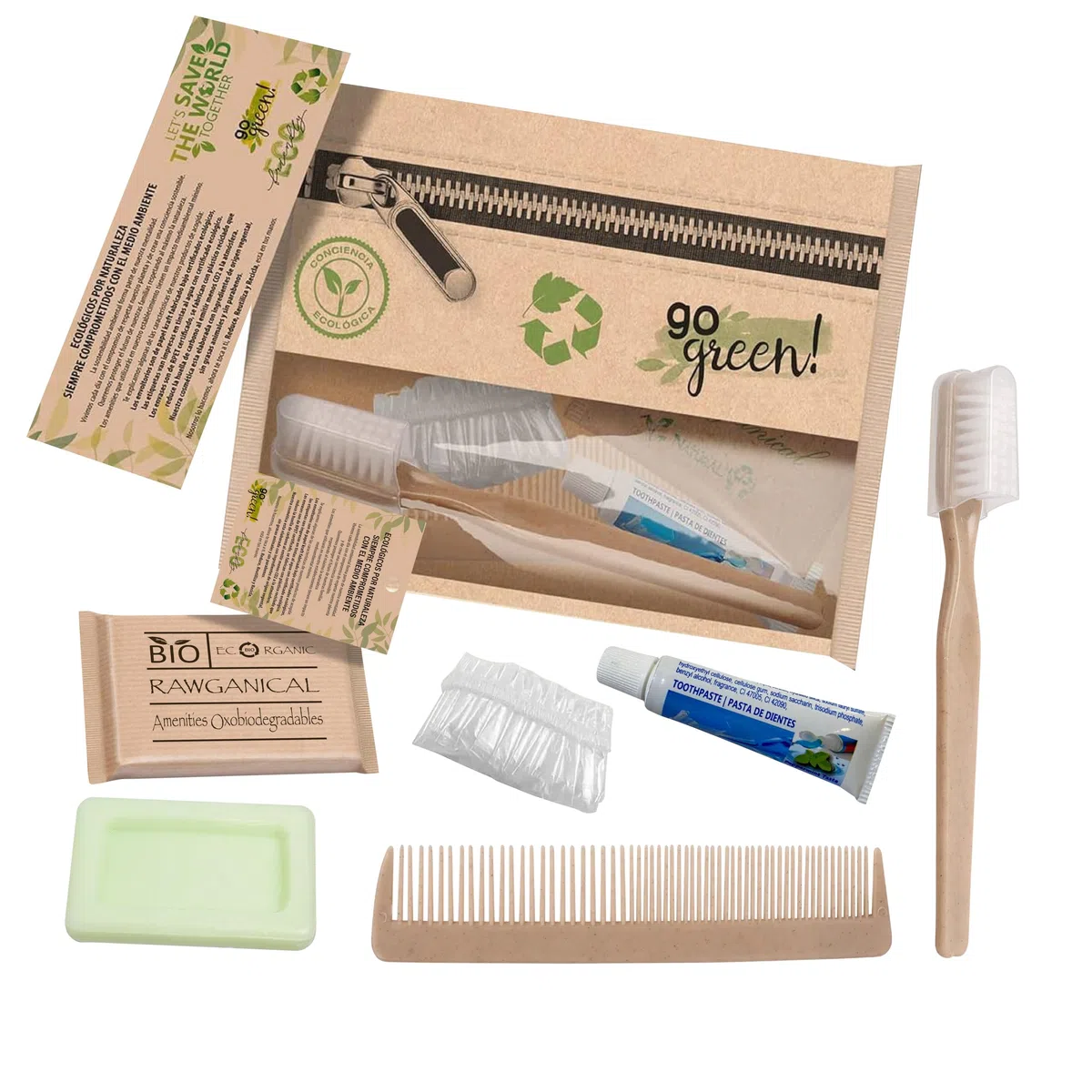 75 Sets Hotelbegrüßungssets, 5 Stück, 100 % umweltfreundlich, Kulturbeutel Bio Eco | persönliches Hygiene-Set Bio-Hotel | Hotelwillkommen-Set