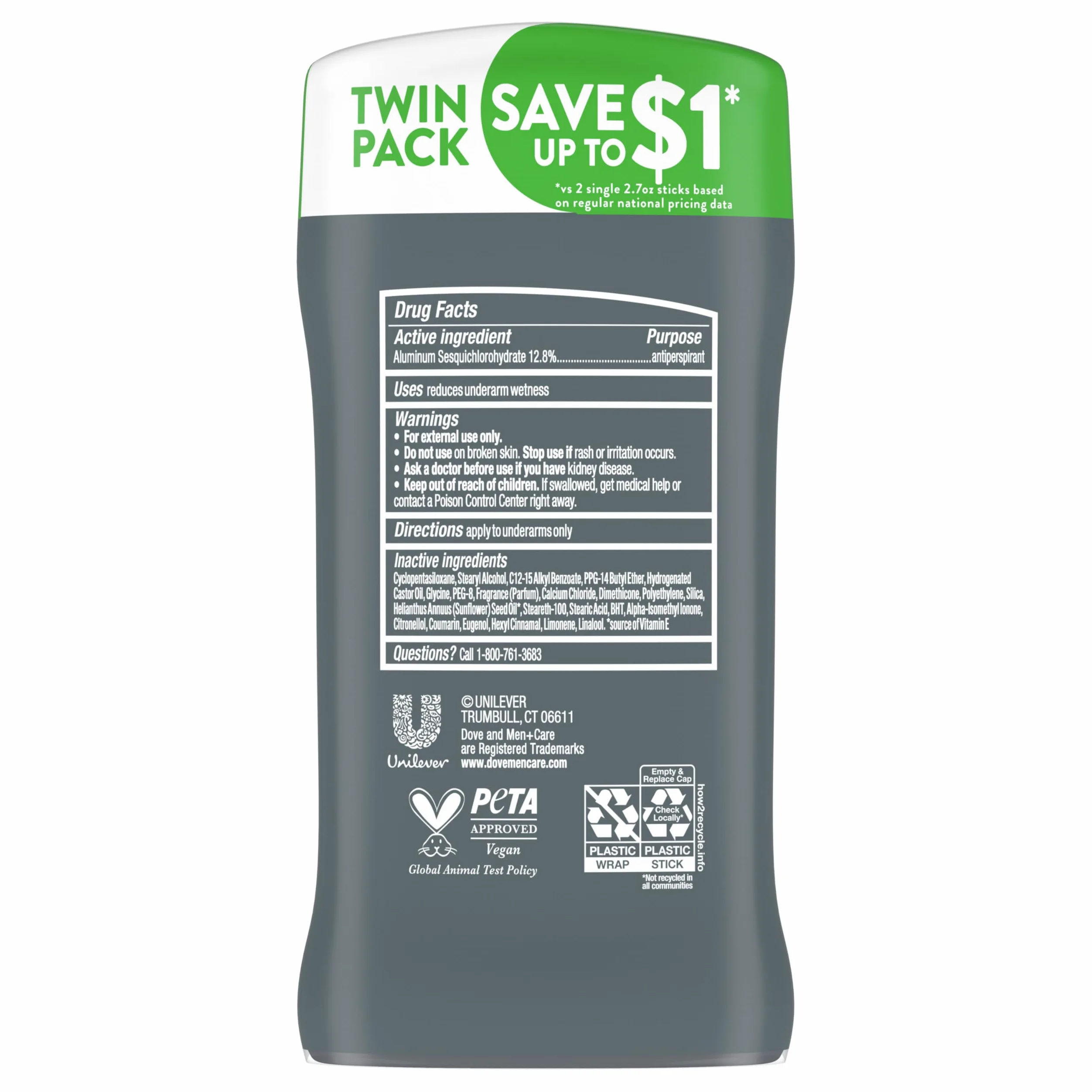 Dove Men + Care Antiperspirant Deodorant, Extra Fresh, 2.7 Ounce (Pack of 2) by Dove