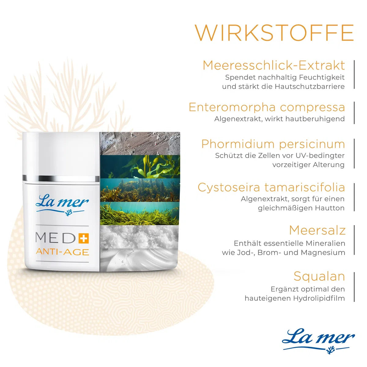 La mer MED+ Anti-Age Nachtcreme - Vitalisierende Gesichtspflege - Schützt vor UV-bedingter Hautalterung - Für empfindliche und trockene Haut - 50 ml
