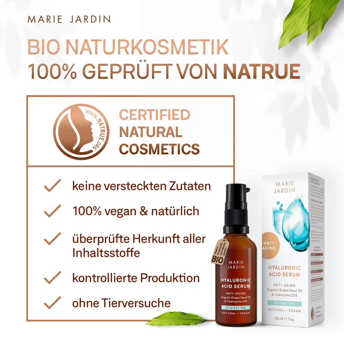 Hyaluron Serum mit Vitamin C und Q10, hochdosiert, 150 ml, mit geprüftem 5-fach Anti-Aging-Komplex, Basis für Make-up, Dreierpackung 3x50ml