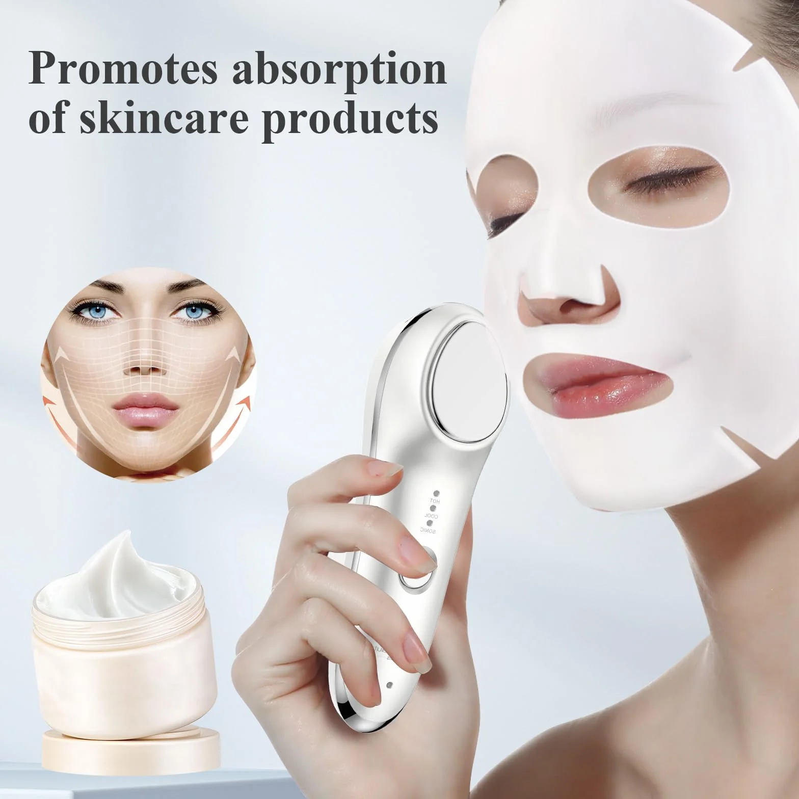 TOUCHBeauty Kalt & Heiß Gesichtsmassagegerät Elektrisch, 6°C & 42°C Vibration Face Massager für Lymphdrainage