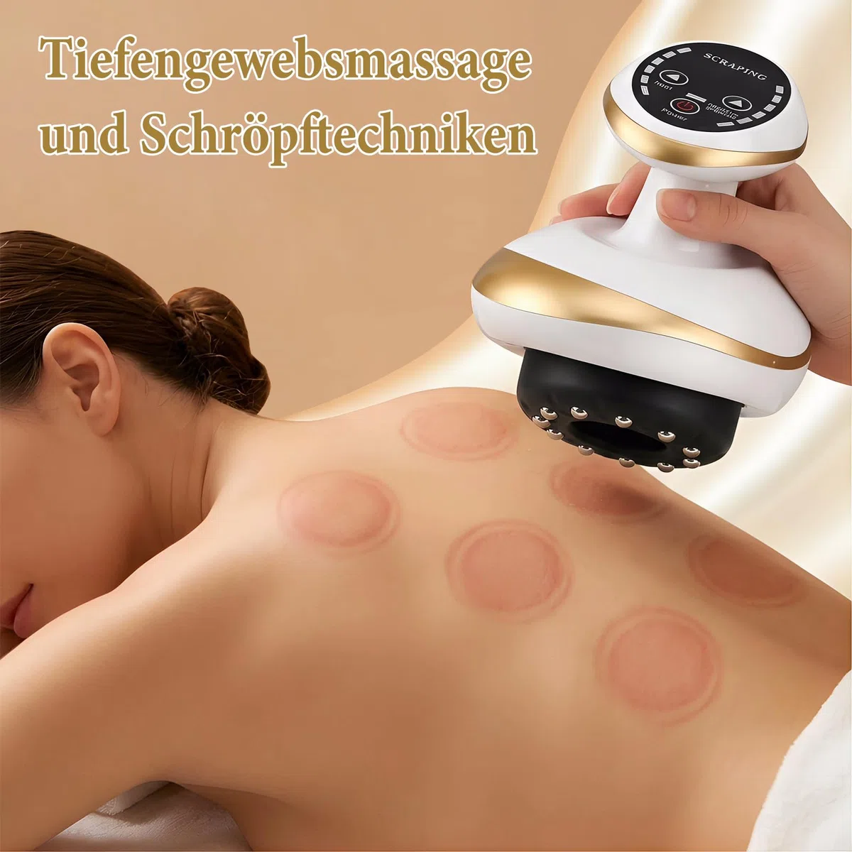 Cellulite Massagegerät, Schröpfgerät Elektrisch mit Vakuum, Gua Sha, Rotlicht und Blaues Licht, 9 Stufen für Ganzer Körper