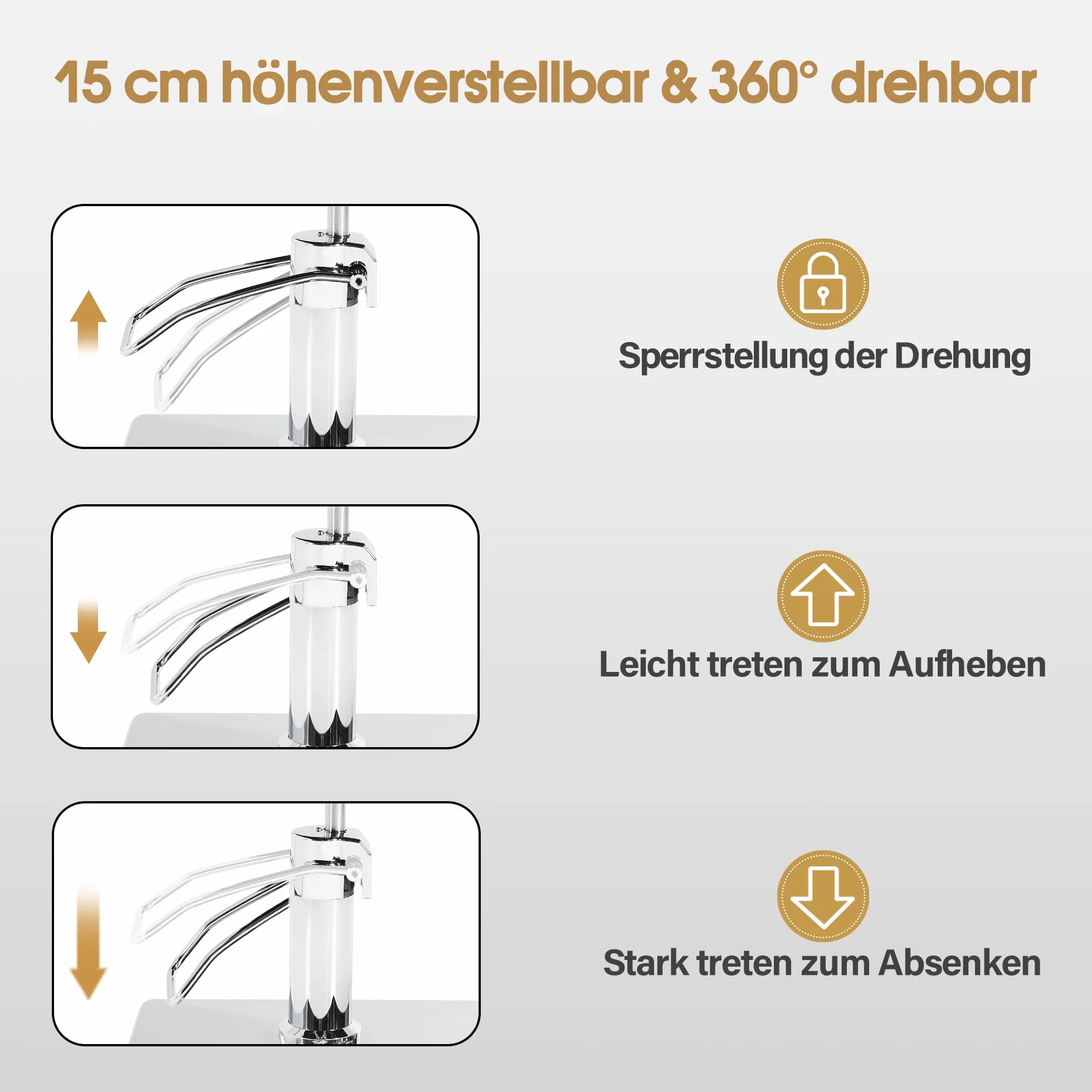 Barberpub Friseurstuhl mit Kopfstütze Kippbar Hydraulikpumpe 360° Drehbar Höhenverstellbar PVC Kunstleder Schwarz