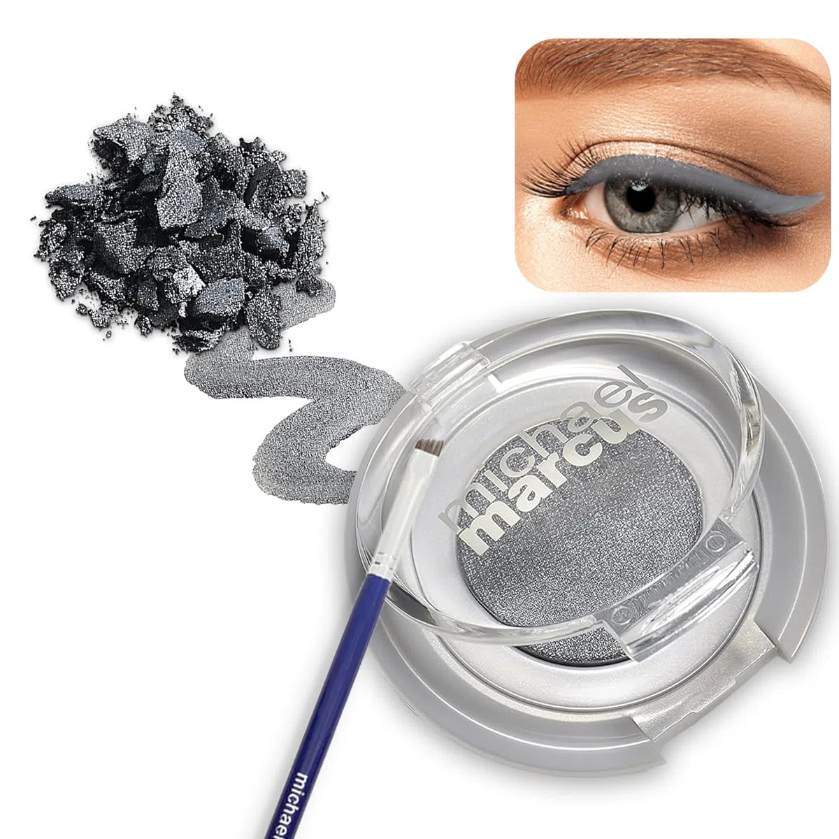 michael marcus Eyeliner- und Eyeliner-Pinsel für Make-up-Kuchen, Fantasia, trocken gepresst, wasseraktiviert, langlebig und fleckenresistent, ohne Cru