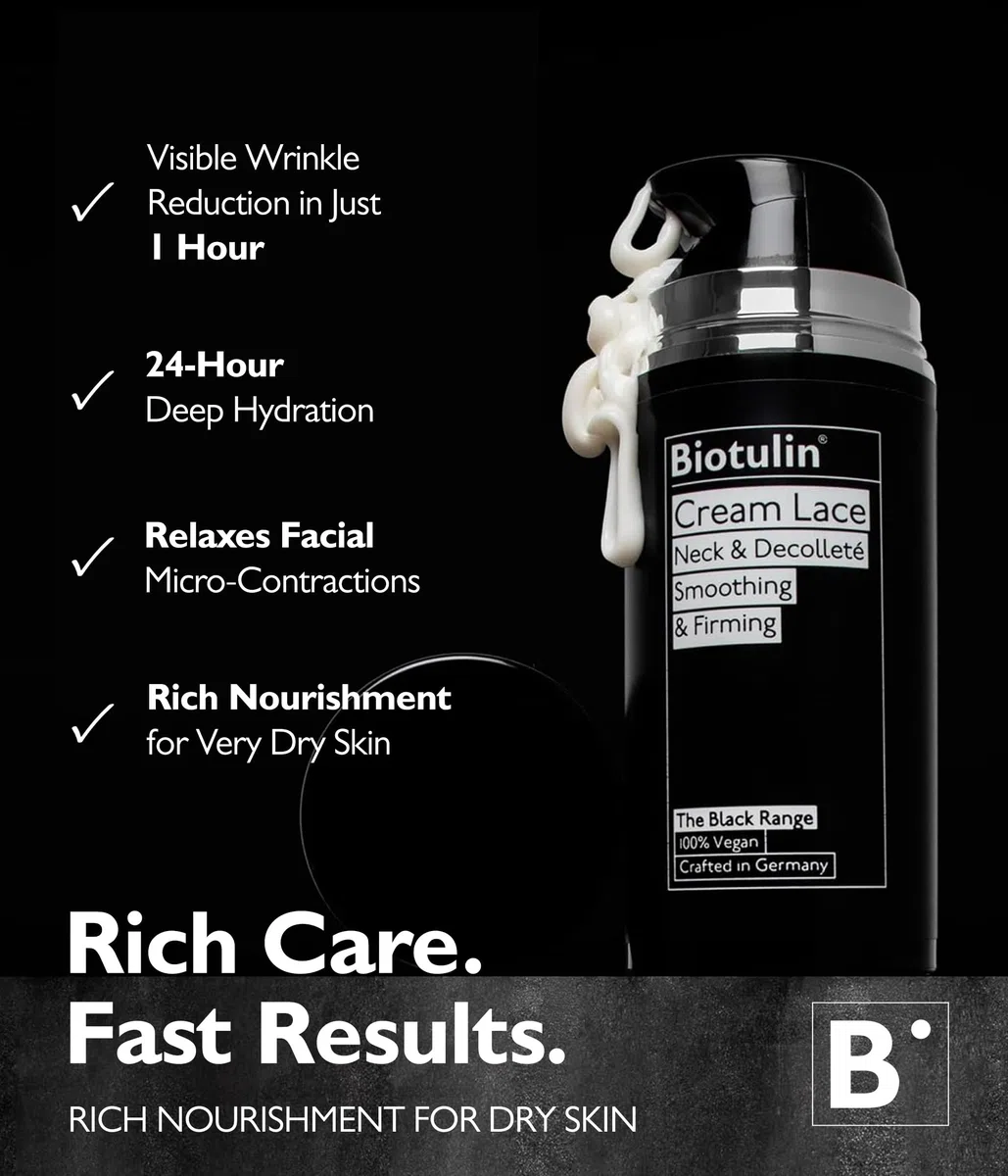 BIOTULIN Cream Lace 100ml | Lotion für ein faltenfreies Dekolleté | Anti-Aging Creme für Körper und Hals | Biotulin + vegane Aminosäuren