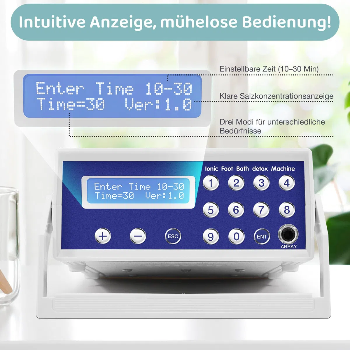 Ionen Fußbad 2026 Upgrade Professionelles Detox Fußbad mit LCD-Display inkl. Heizgürtel, 1 Ionendüse & Reinigungspad, Für Zuhause, Wellnessstudio perfektes Geschenk (mit Becken)