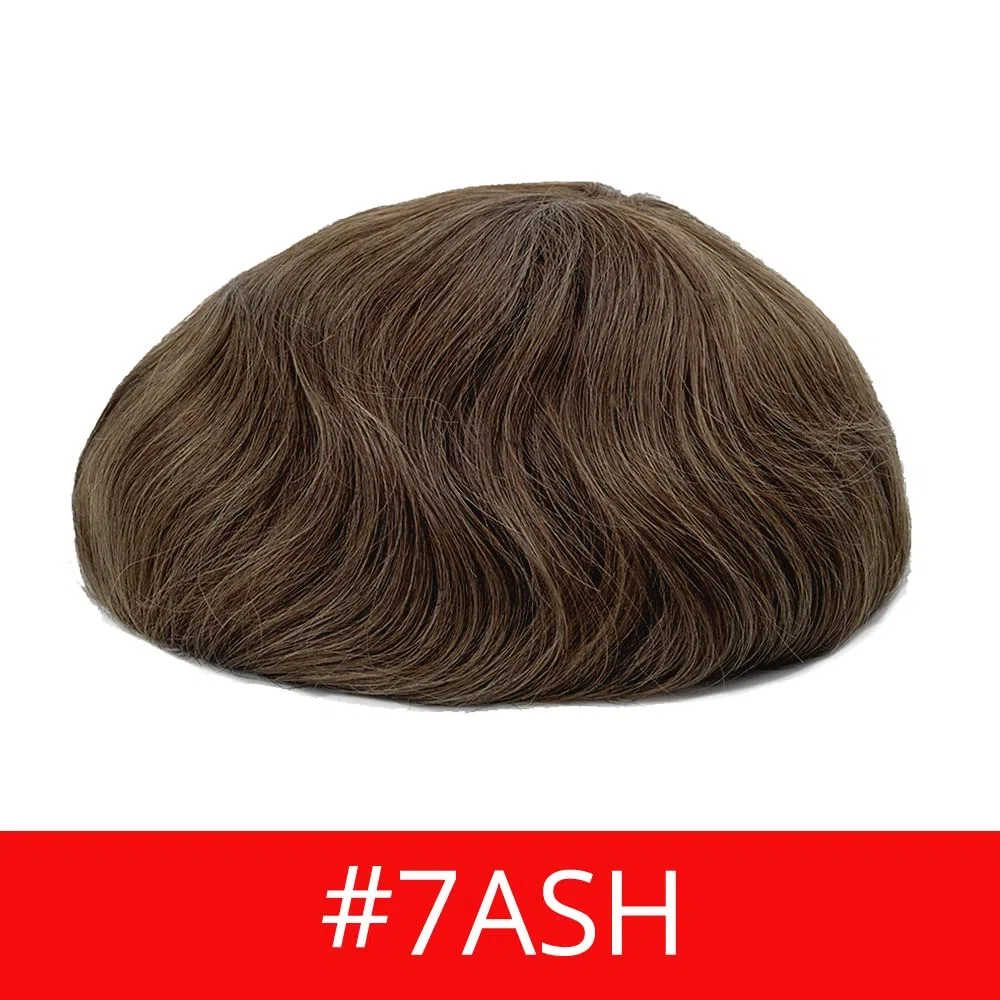 Lordhair Knotenlos Toupet für Männer, Haut Eben Injiziert Spitzenfront Mensch Haar System, Basisgröße 8x10 Zoll Leichte Mittlere Dichte Herren Haarteil
