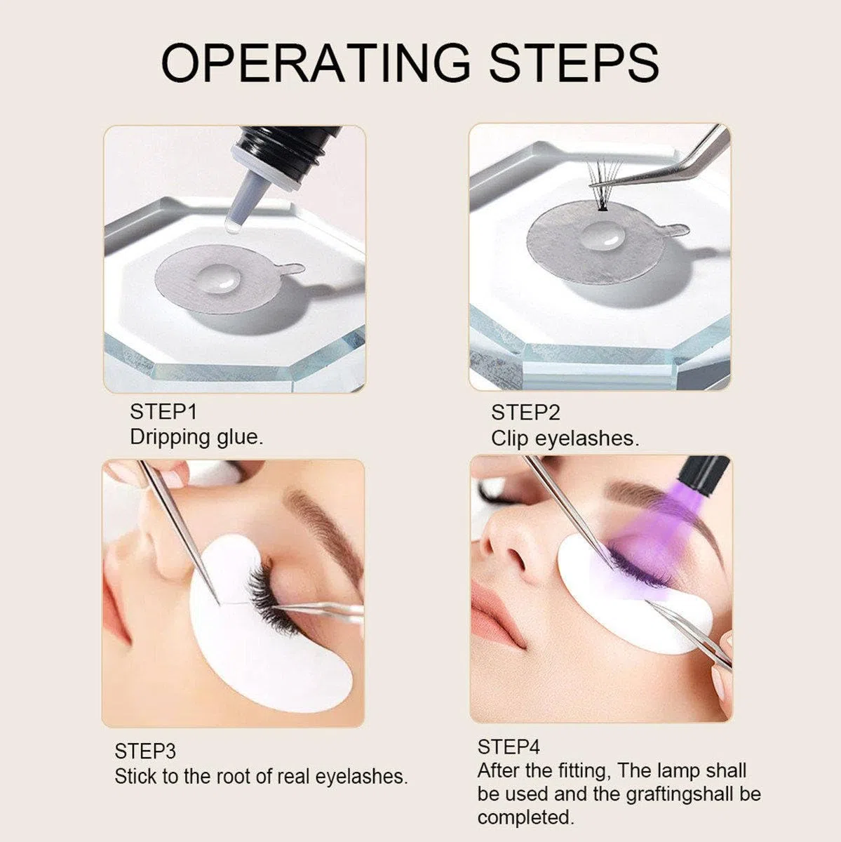 UV-Licht für lichthärtenden UV-Wimpernkleber, UV-Wimpernlampe für Wimpernverlängerungen + Augenklappe + Schutzbrille + Fußschalter, Kleber härtet in 1–3 Sekunden aus,Black