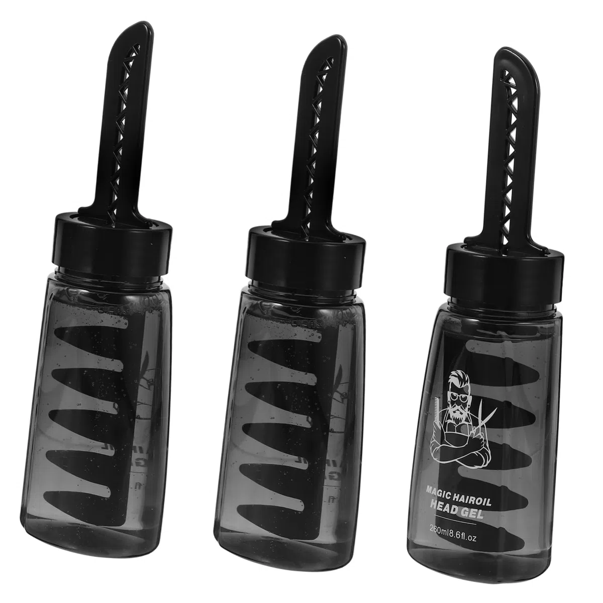BESTYASH 3 Stück-pack Haargel für Männer 260ml Leichtes Styling Gel aus Kunststoff mit Applikatorflasche und Kamm für Barber und Leicht Kämmbares Haar
