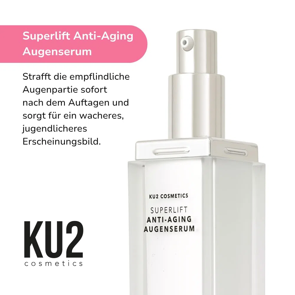 KU2 Cosmetics Superlift Anti Aging Augenserum, 30 ml | Hochwirksames Hyaluron Serum, Gegen Falten & Schwellungen, Peptid-Formel, Für glattere, straffere Haut