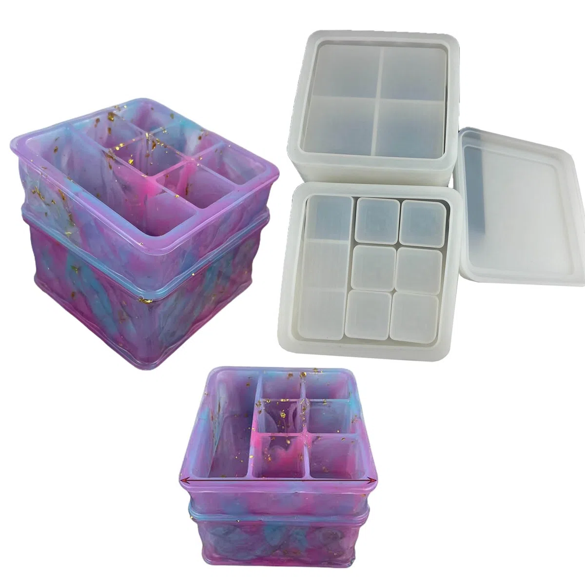 Lippenstift Aufbewahrungsbox, handgefertigte Silikonform für Kristall Epoxidharz Formen, stapelbare Schmuckschatulle, Pigmentflaschenform, dekorativer Make up Organizer