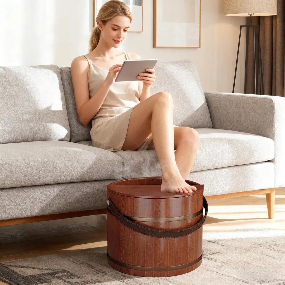 Fußbadewanne Massage mit ästhetischem Design | Fußwaschbecken Aus Holz Für Spa-Center Badezimmer Schlafzimmer Wohnheim Apartment Handpflege Sauna Wäschewaschen