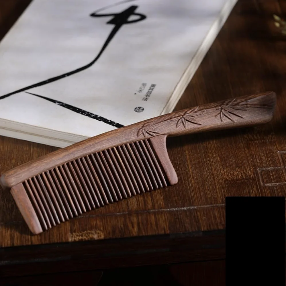 Kamm Kamm aus massivem Holz mit langem Griff, rechteckiger Damenkamm, Badezimmer-Duschkamm, Haarpflege- und Styling-Werkzeuge Kämme