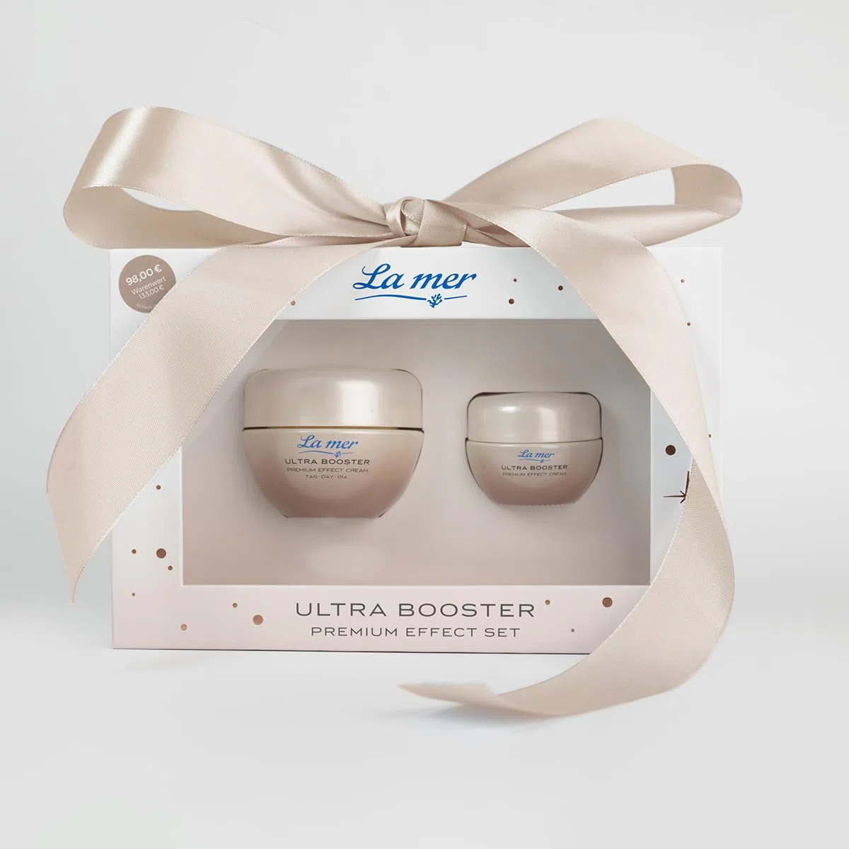 La mer Ultra Booster Premium Effect Set | Tagescreme 50 ml | Nachtcreme 15 ml | Spendet Feuchtigkeit | Meeresschlick & Algen-Extrakten | Regeneriert