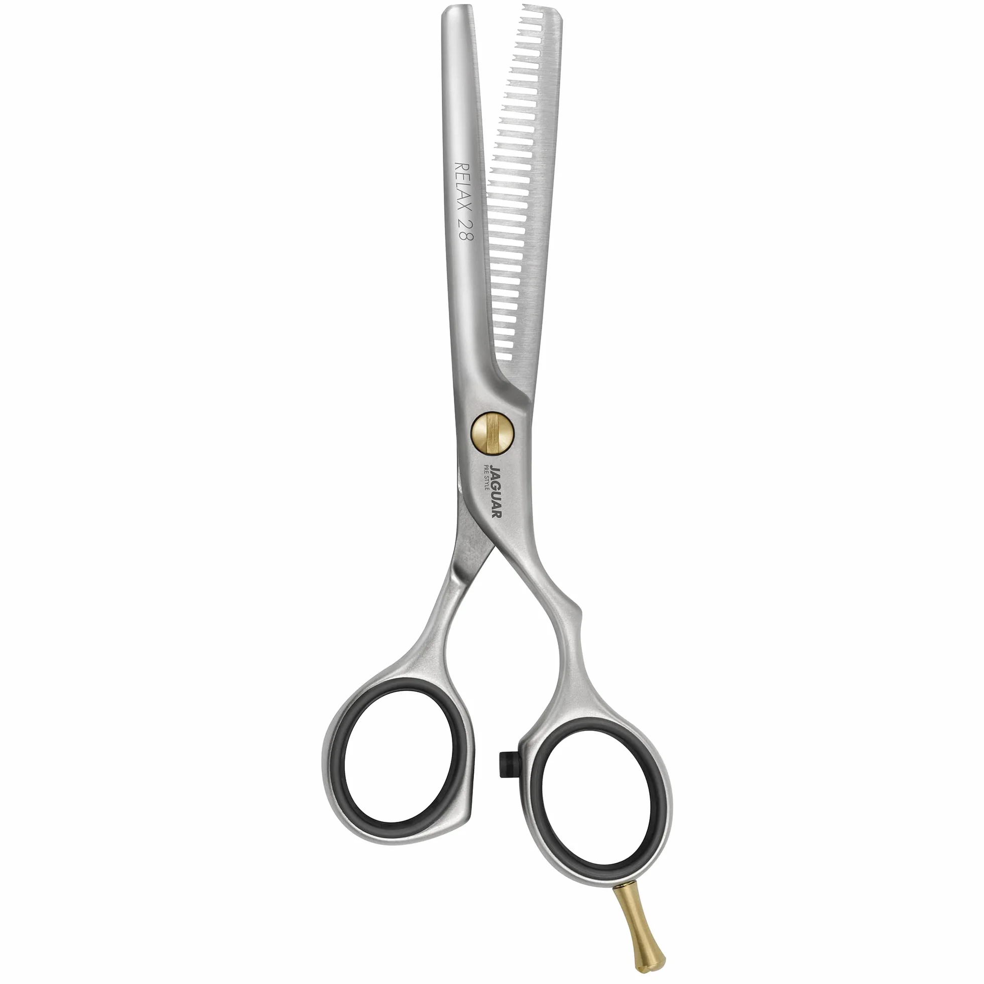 JAGUAR Modellierschere PRE STYLE RELAX 28 5.5" | Texturierschere mit 28 Effilierzähnen im Offset-Design | mattiert | Made in Germany Silber