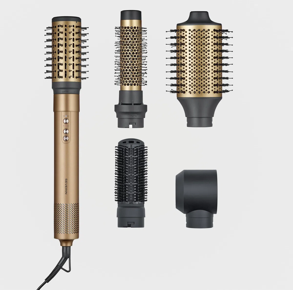 Severin 5-in-1-Airstyler, Volumisieren, Locken und Glätten, 5 Aufsätze, Multi-Haarstyler, Hairstyler-Set, Ionen-Föhn, Trockner, Beach-Wave, S-Style Multi-Styler Pro copper, kupfer/schwarz, WL 0685