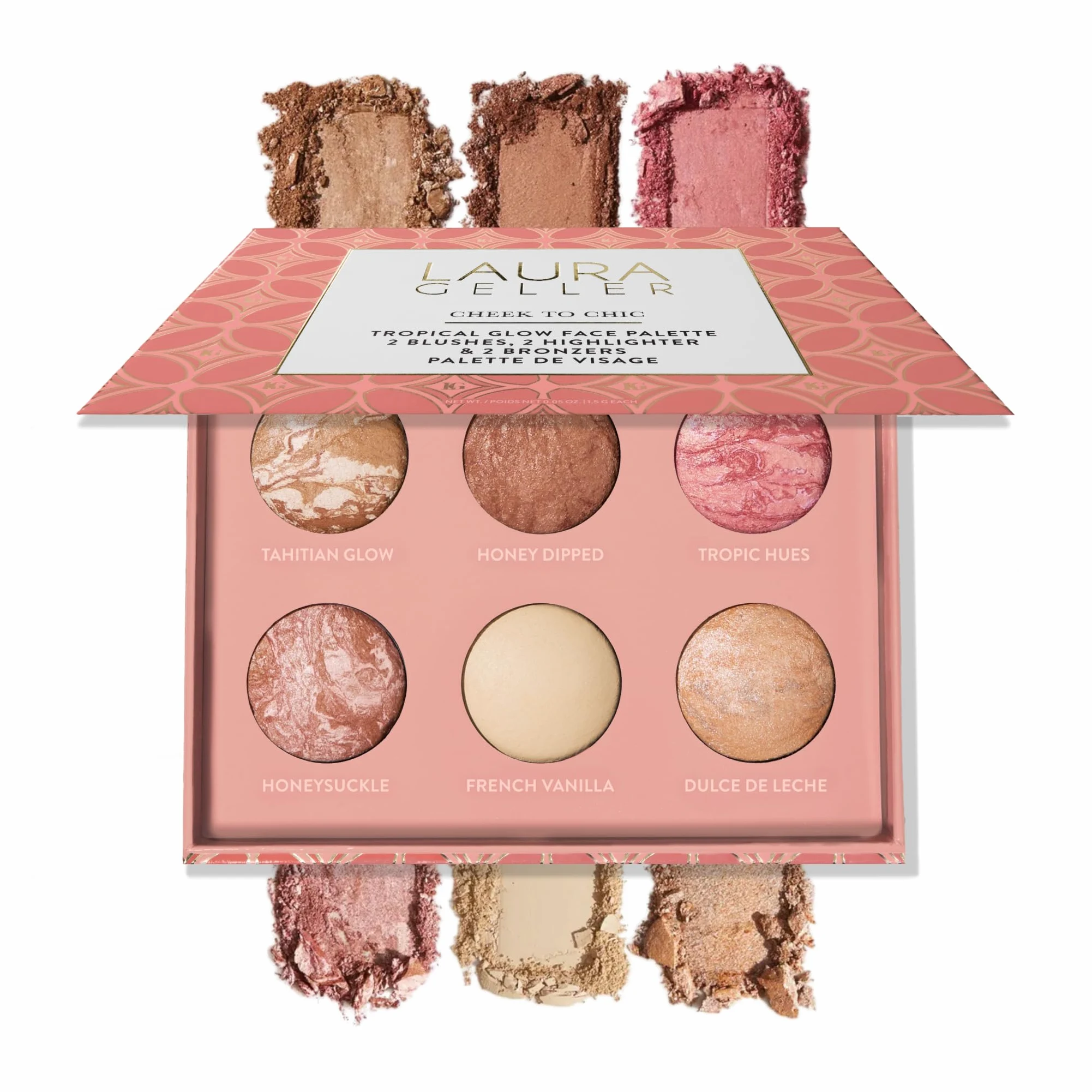 Laura Geller New York Cheek to Chic Tropical Glow Gesichtspalette, 2 Rouge, 2 Highlighter & 2 Bronzer