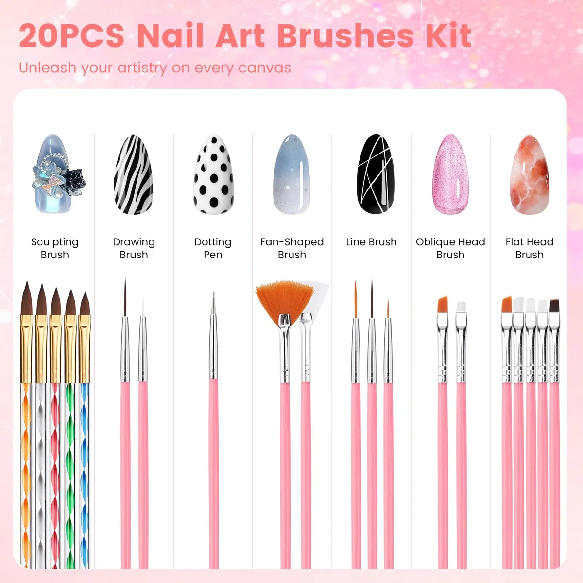 Deciniee Acryl Nagel Kit: Acryl Pulver Set mit UV-Lampe/Elektrischen Nagel Bohrer/False Tipps /6 Farben Pulver+Monomer Gel Nägel Set Nageldesign in Rosa Geschenktasche Frauen