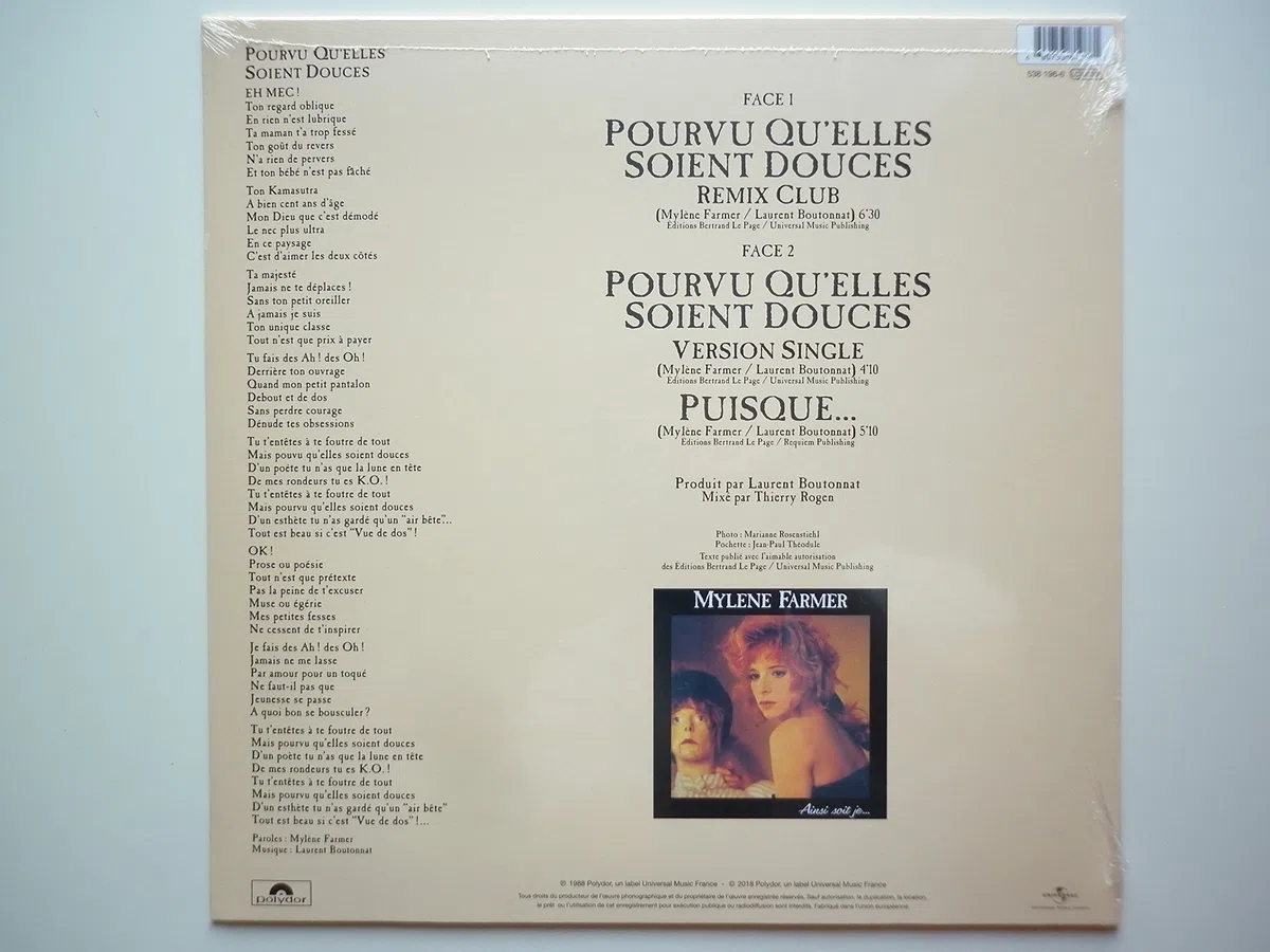 Pourvu qu'elles Soient Douce - Edition Limitée Maxi 45T