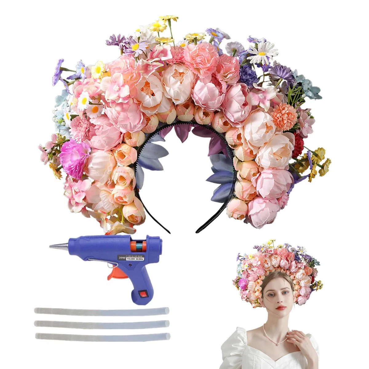 Blumen-Haarreif, Blumenkrone, Haarreif | Festival-Kopfbedeckung, modischer Hochzeitskopfschmuck, Kostüm-Kopfschmuck für Erwachsene und Damen