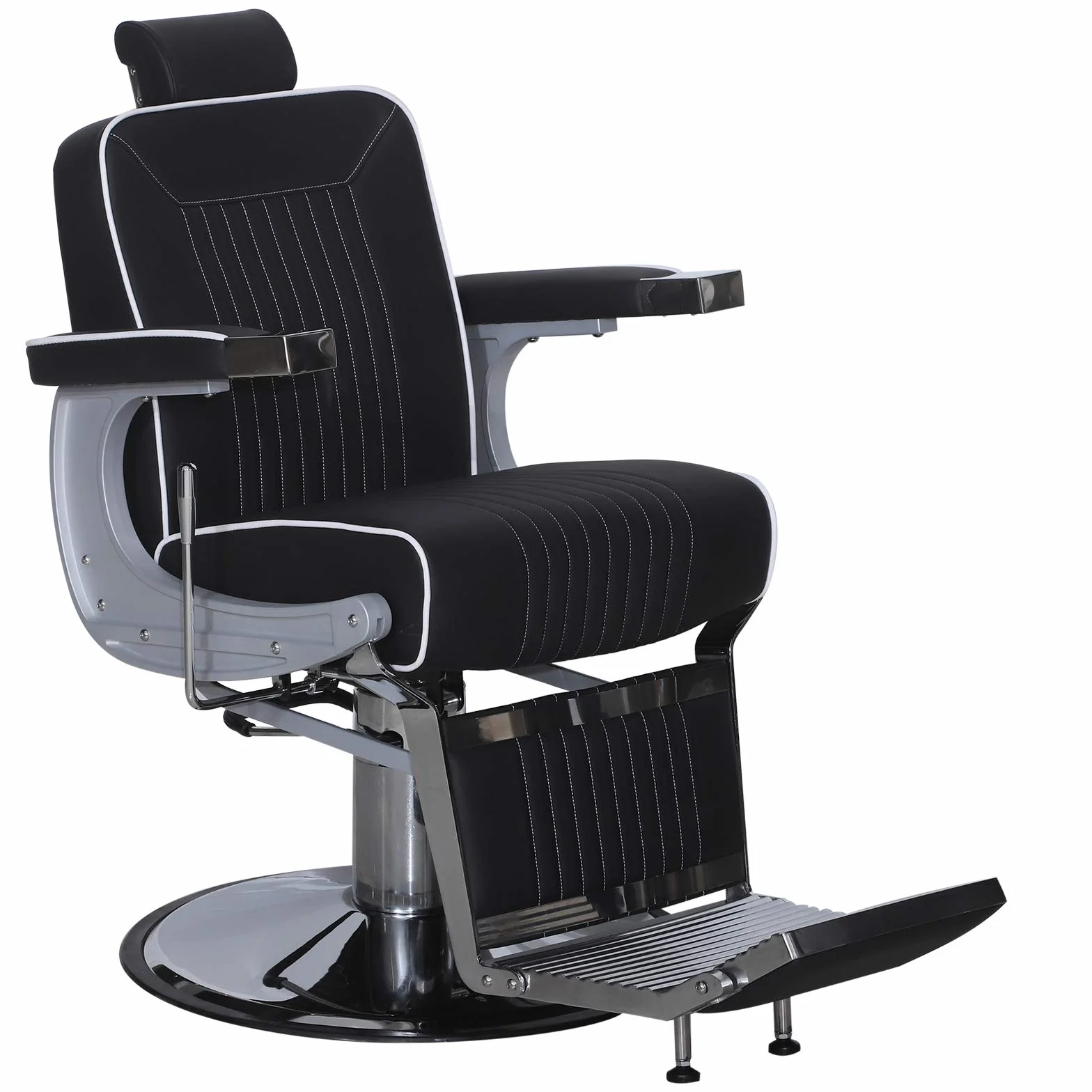Barberpub Friseurstuhl Bedienungsstuhl 3822 Silber-Schwarz
