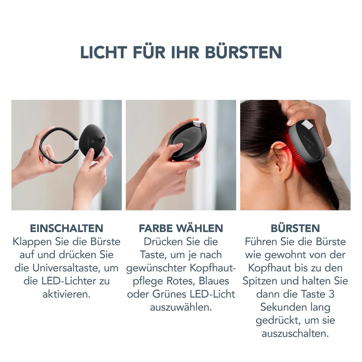FOREO FLIP Play Advanced LED-Haarbürste – Haarwachstum & Kopfhautpflege | LED-Haarbürste, Rotlicht-Haarbürste, Kopfhautmassage, Haarwachstum, Entwirrbürste, Frizz-Kontrolle, Alle Haartypen