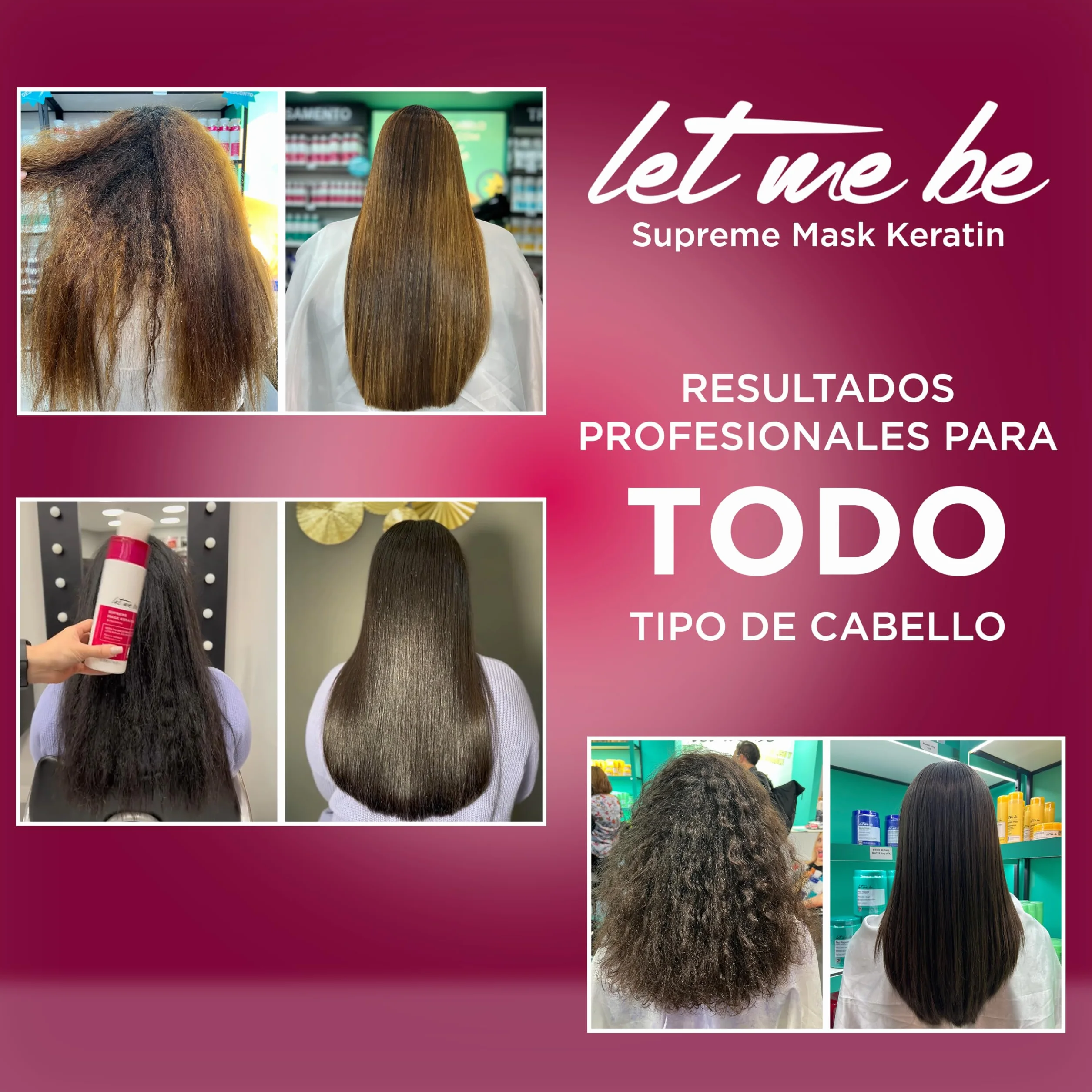 Let Me Be – Supremeliss Mask Keratin Straightening Kit, 2 in 1, Anti-Rückstände-Shampoo und Maske, Tiefenreinigung und 100% brasilianische Glättung, langanhaltend (2 x 500 ml)