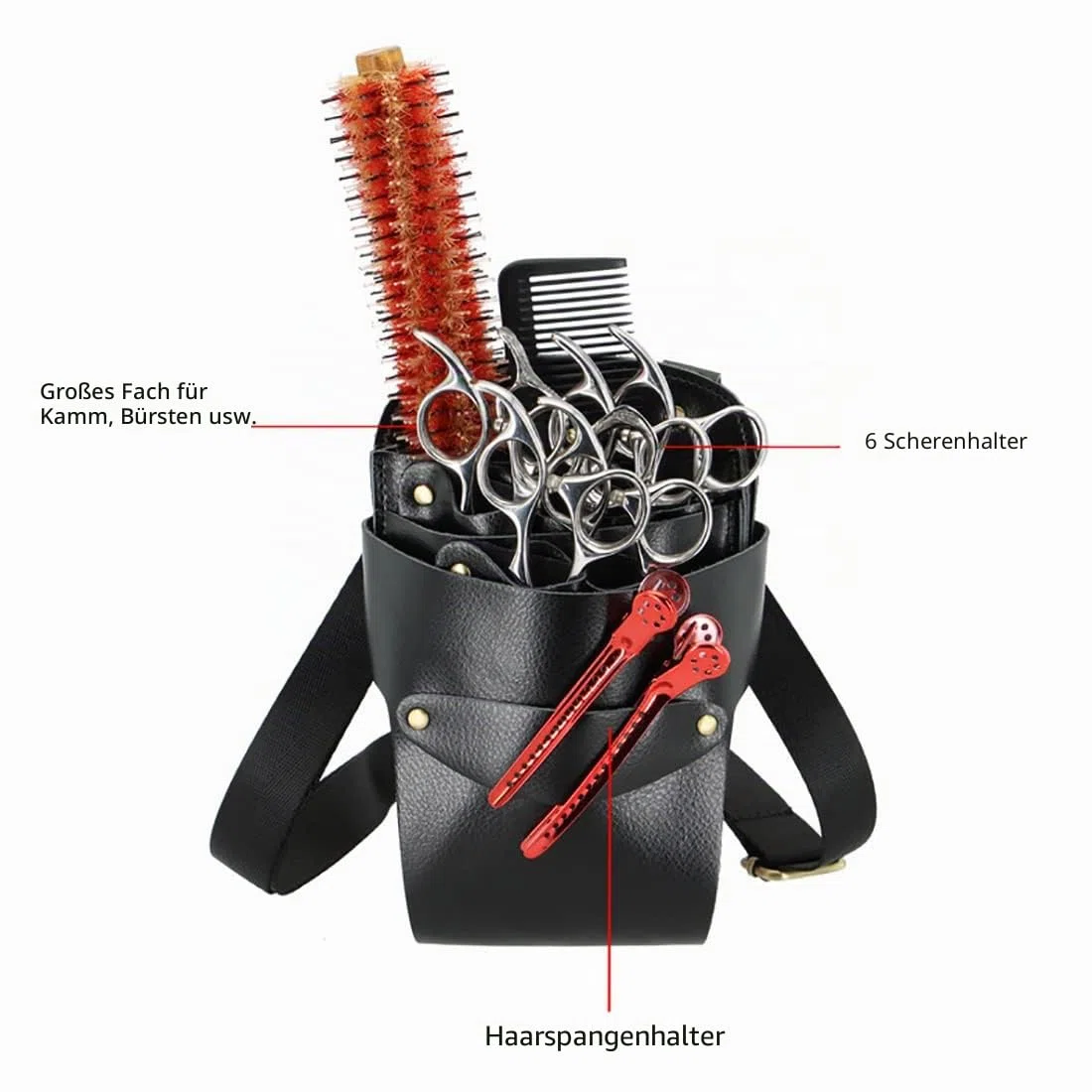 Friseur scherentasche Leder, friseur Werkzeugtasche Professionelle Schwarz | Salon Barber Friseur Gürteltasche, Friseurschere Holster Friseurwerkzeug Tragetasche mit verstellbarem Schultergurt