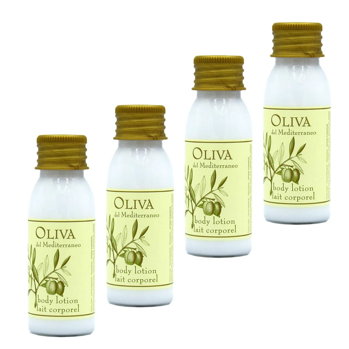 Awek.eu 100 Stück Hotel Bodylotion Körperlotion Flasche 30ml Oliva Serie mit Olivenöl