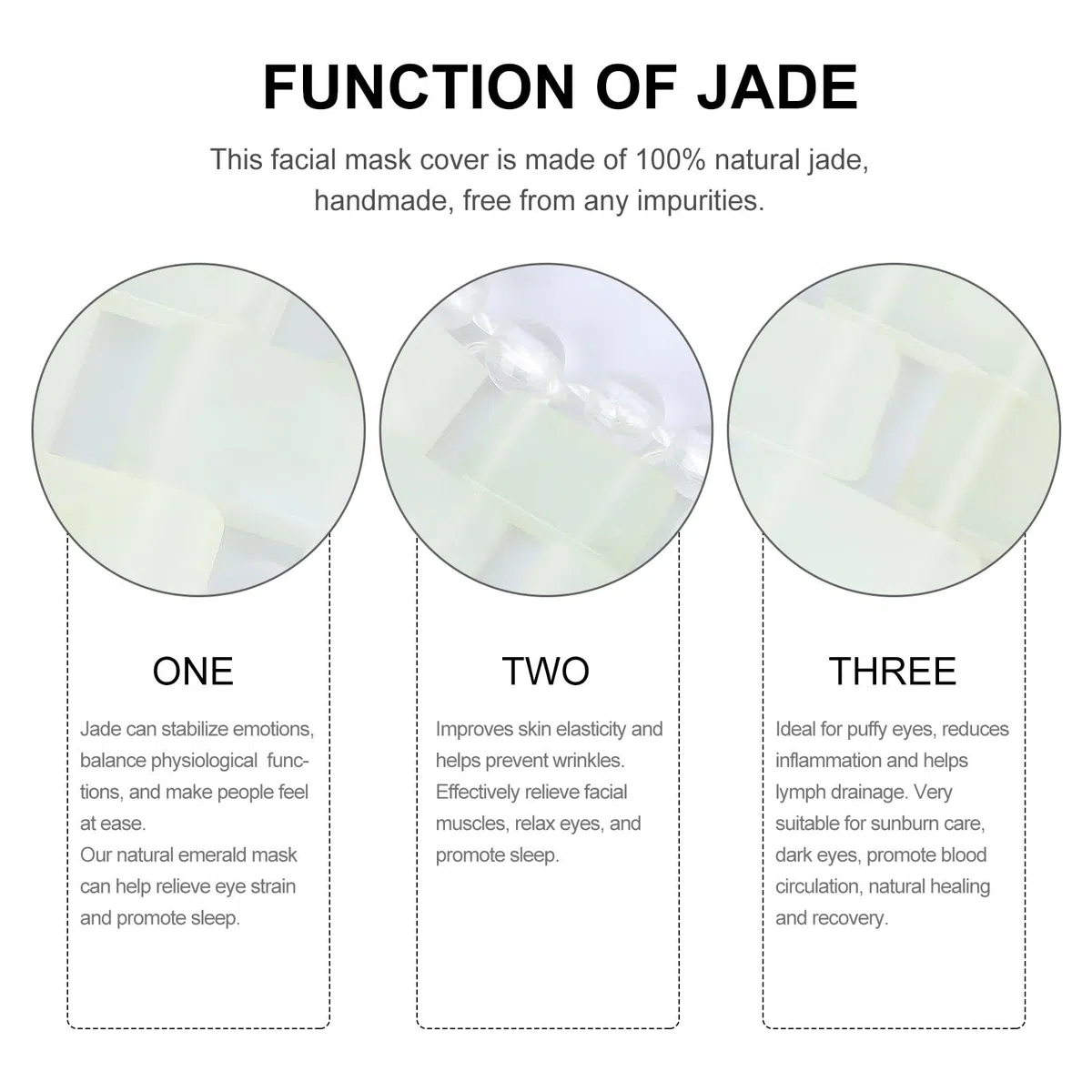 Amosfun Natürliche Gesichtsmasken aus Jade für Hautpflege und Massage mit Kühlender Wirkung zur Linderung von Muskelschwellungen im Home Spa