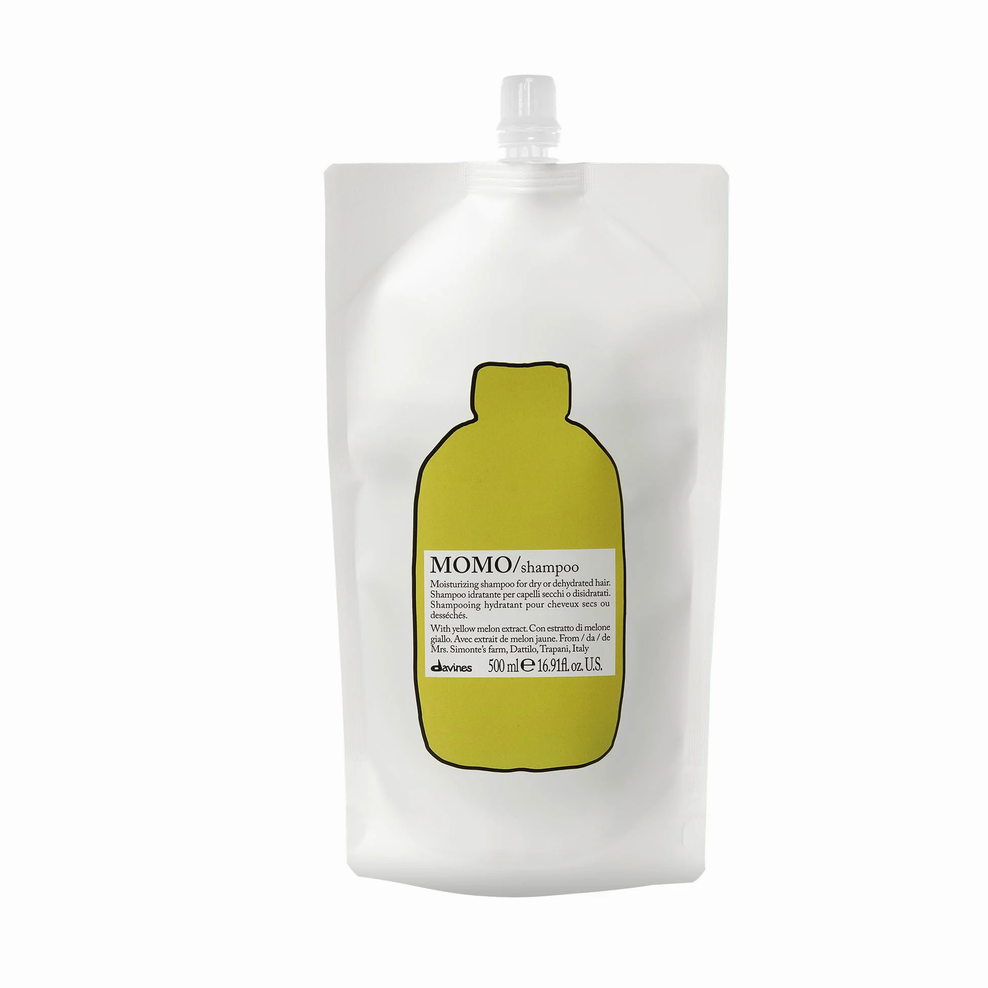Davines Momo Shampoo Refill 500 ml | Feuchtigkeitsspendendes Shampoo Nachfüllpack für trockenes oder dehydriertes Haar