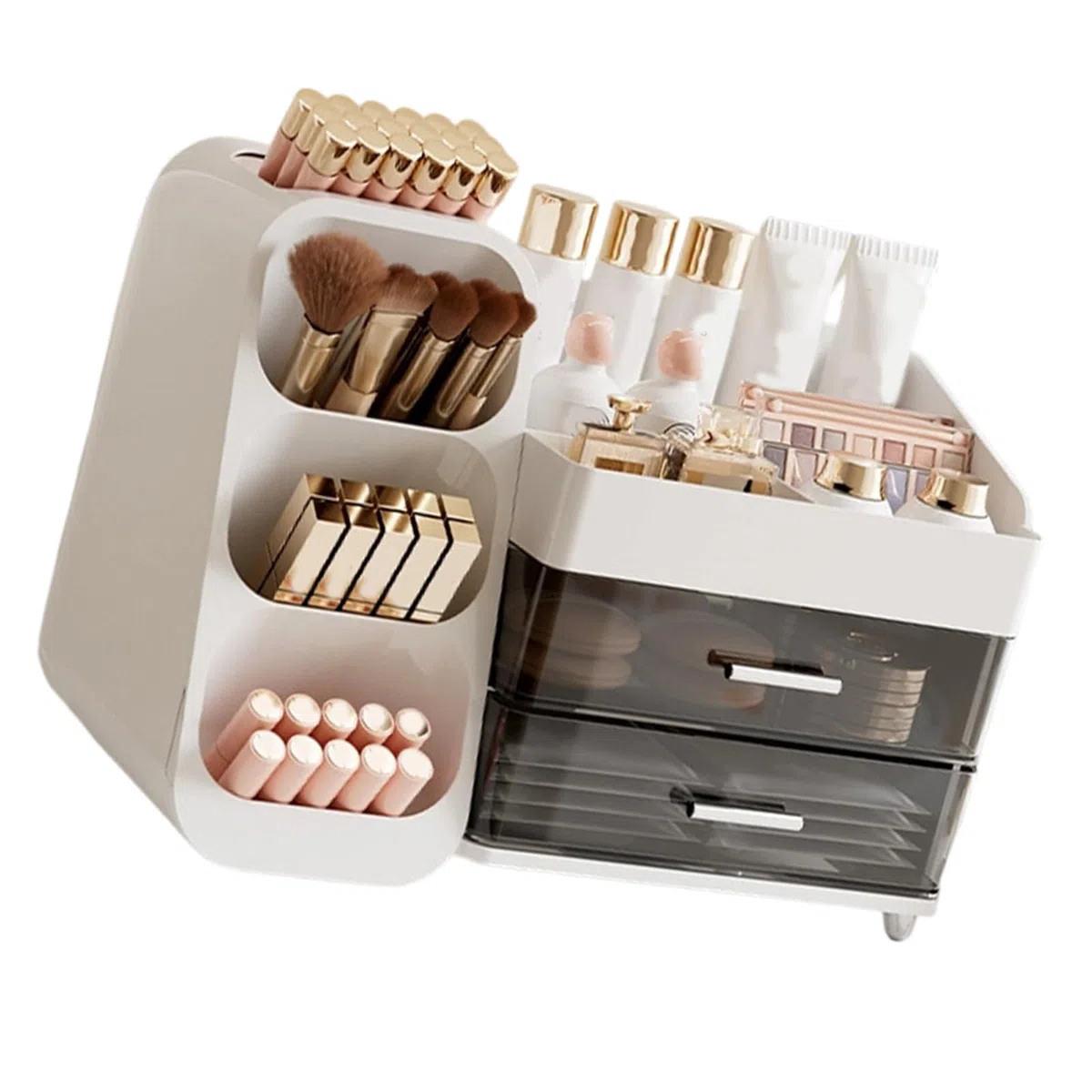 Tragbarer Kosmetikhalter für Reisen, mehrere Abteilungen, Lippenstift Hautpflege, transparentes ABS, praktische Make up Organizer, Lippenstift, Organizer Box