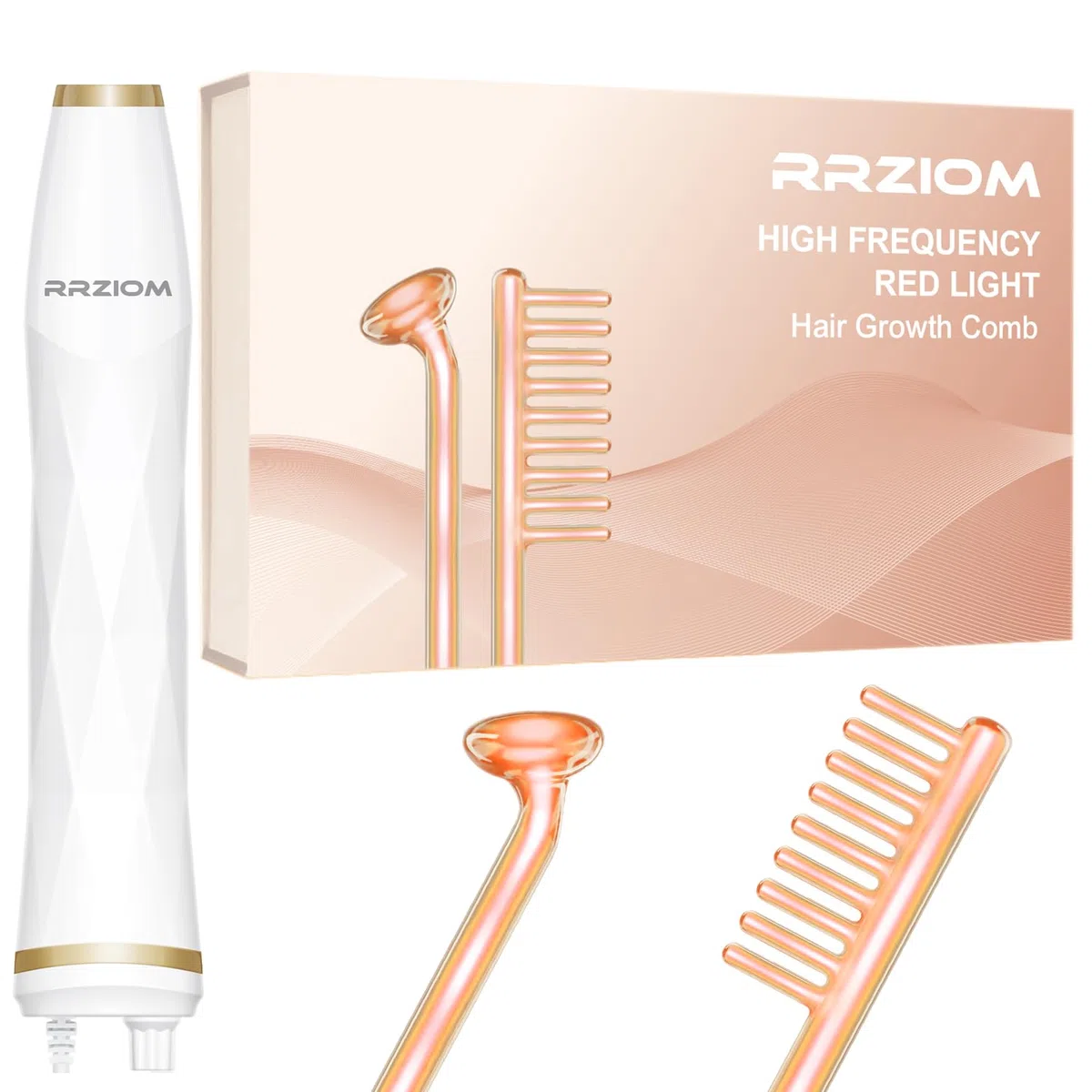 Kopfmassagegerät Elektrisch, RRZIOM 2 in 1 Rotlicht Scalp Massager Für Haare, Kopfhaut, Gesicht, Kopfhaut Massagebürste Elektrisch Für Haarwachstum, Portable Plug Desig (Orange)