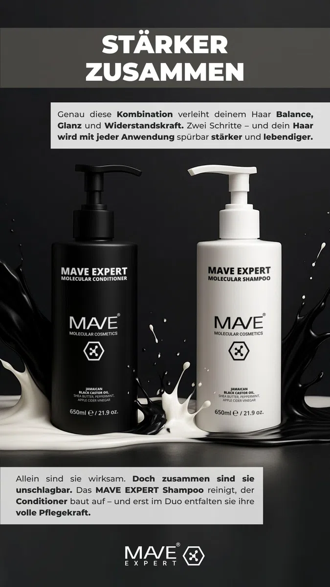 MAVE EXPERT – Stärkendes Shampoo & Conditioner (je 650 ml) | Regeneration & Feuchtigkeit | Haarwachstum, Kräftigung & Volumen | Für feines, trockenes & strapaziertes Haar | Sulfatfrei, ohne Parabene |