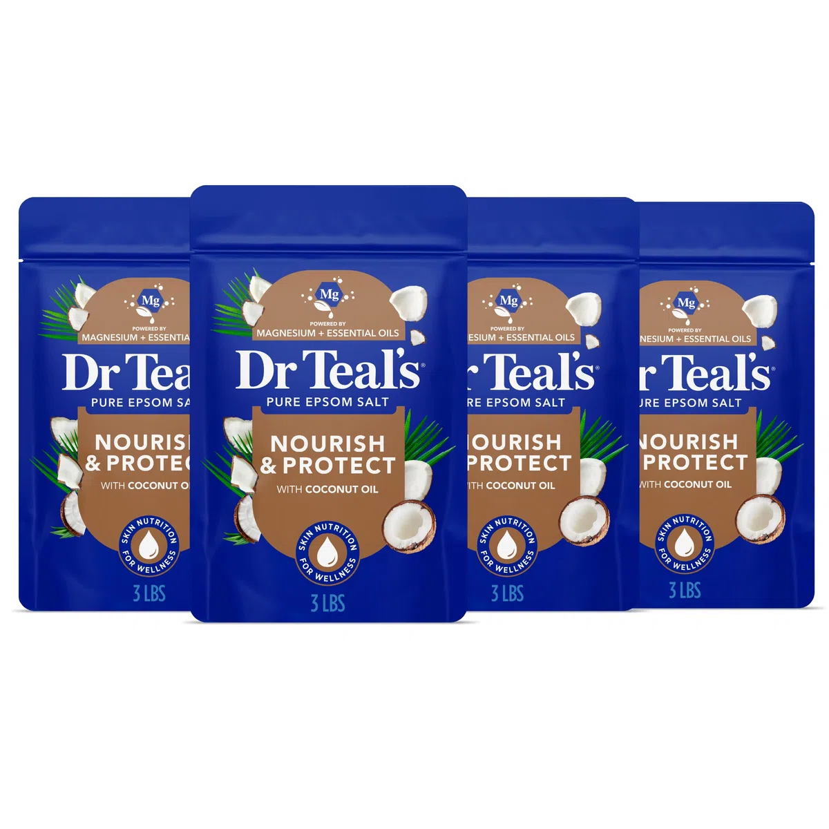 Dr Teal's Epsom Salt Magnesium einweichen, nährt und schützt mit Kokosöl, 1,3 kg (4 Stück)