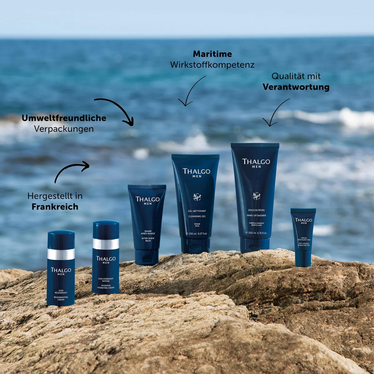 THALGO Men Anti-Falten Pflege - Straffende Gesichtscreme mit Meereswirkstoffen, intensive Glättung und Hydration für Männer, 50 ml