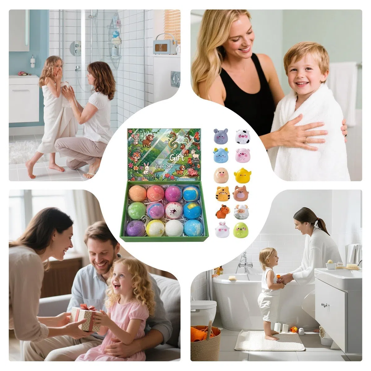 Duftende Badekugeln – 12-teiliges Set, Tierspielzeug | Schaumbälle mit Überraschung – Entspannung zu Hause, Spa, Reisen, Geschenk für Damen und Herren, entspannendes , Körperpflege