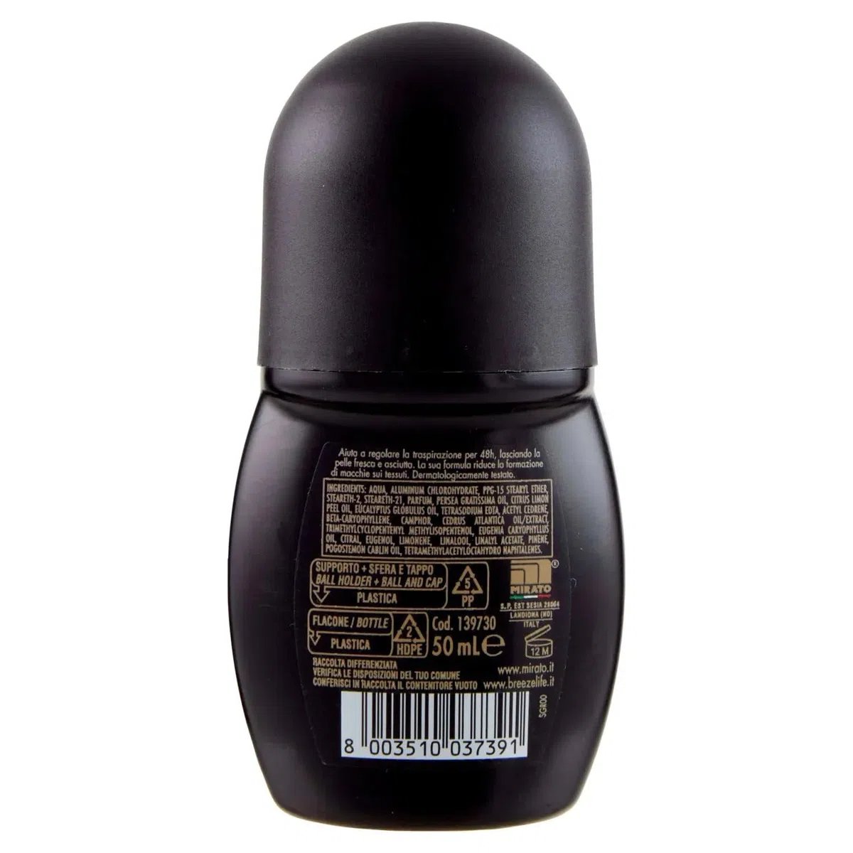 12x Breeze Black Oud Deodorante Roll-On Zedernholz - Frische Haut 48h Deodorant 50ml + Beni Culinari Kostenloser Schlüsselanhänger