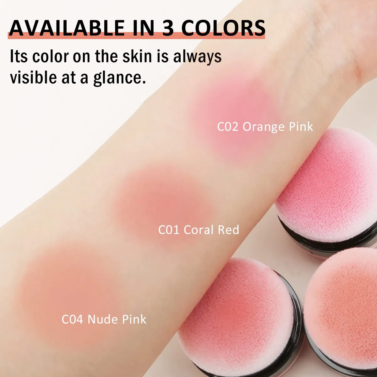 Boobeen Loose Powder Blush Air Cushion Blush, Natural Blusher für Wangen, Highly Pigmented Blush Makeup Easy to Blend Makeup Blushin, All Day Wear