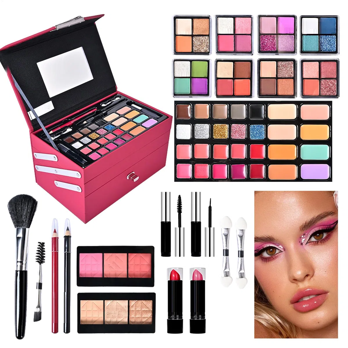 Make-up-Sets für Frauen, Mehrzweck-Make-up-Sets, Kosmetik-Sets für Frauen | und Anfänger, inklusive Kosmetik und Werkzeugen