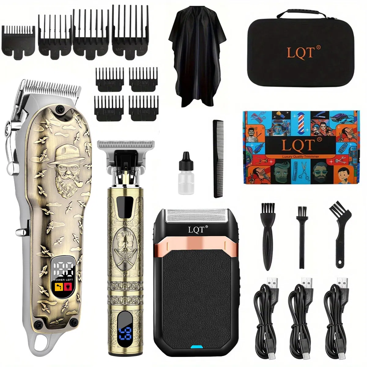 Haarschneidemaschine Set für Männer, Haarschneidemaschine Trimmer mit LED-Anzeige, Professioneller Kabelloser Haarschneidemaschine Rasierer Bartschneidemaschine, Haarschneidemaschine für Männer