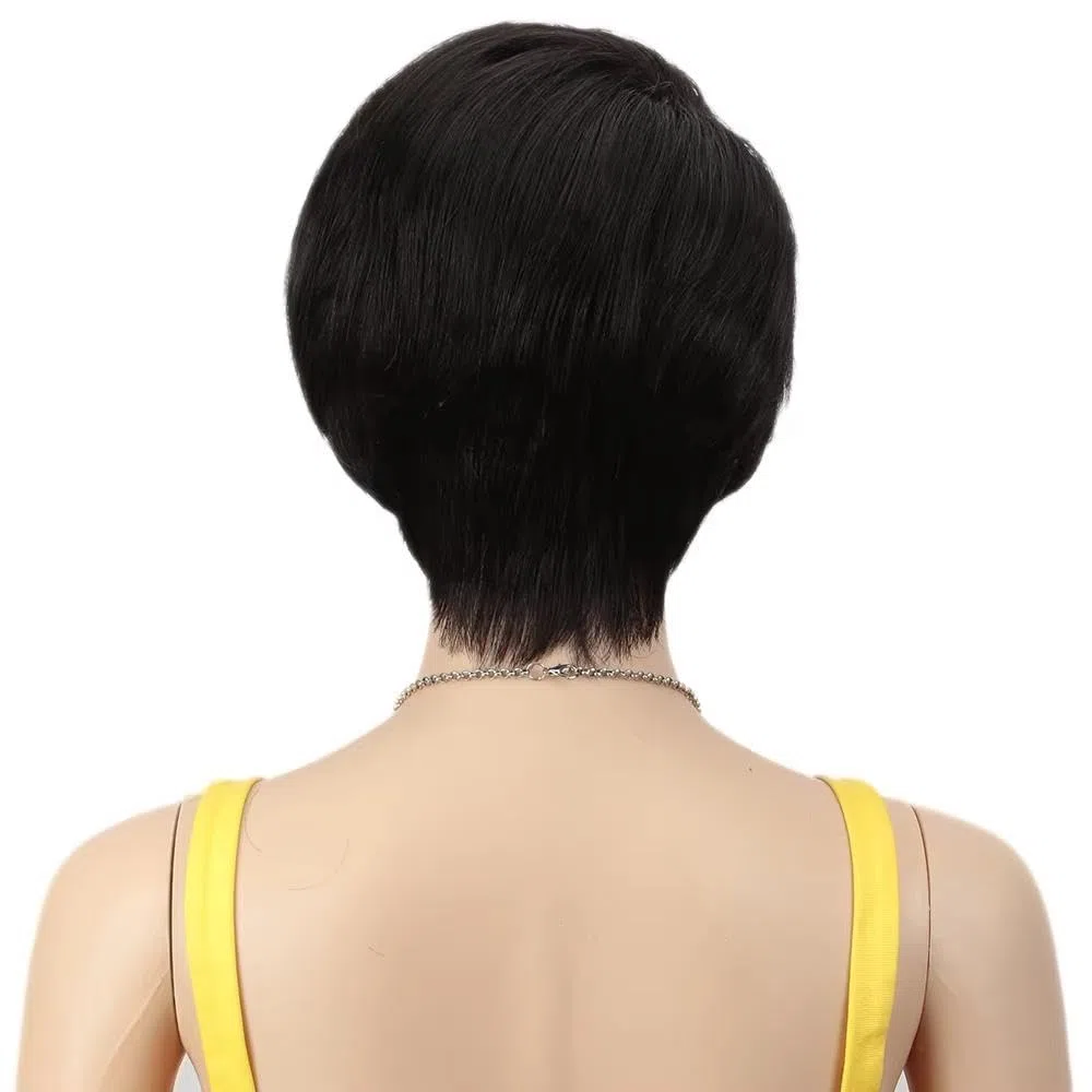 Haarpflege Schwarze Kurz Geschnittene Gerade Bob C Teil Spitze 100% Echthaar Perücken Für Damen Brasilianische Leimlose Alltagsperücke