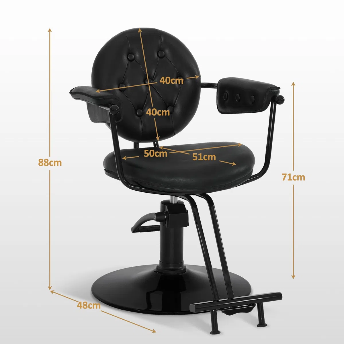 Barberpub Friseurstuhl mit Hydraulikpumpe 360° Drehbar Höhenverstellbar PVC Kunstleder Vintage Schwarz