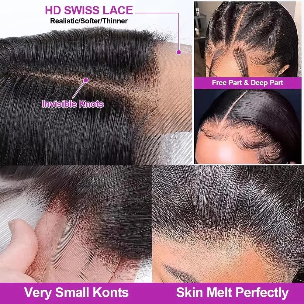 Haarpflege Kurze Gerade Bob-Perücke Mit Spitzenfront Vorgezupftes Echthaar Für Frauen(13x4,150%_10INCHES)