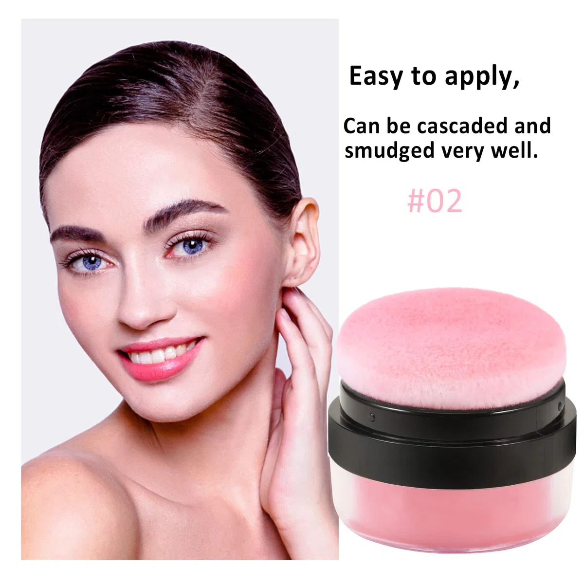 Boobeen Loose Powder Blush Air Cushion Blush, Natural Blusher für Wangen, Highly Pigmented Blush Makeup Easy to Blend Makeup Blushin, All Day Wear