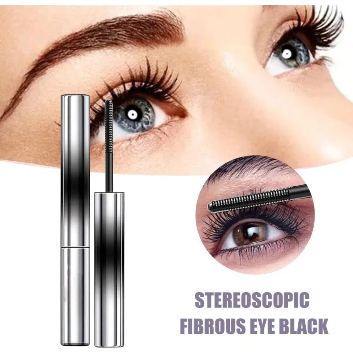 Metallische Mascara, wasserdicht und schmutzabweisend, Mascara mit Fasern, langlebige Verlängerungen mit extra dick und wasserfest, schmierfest und ohne Klumpen, für Augen-Make-up