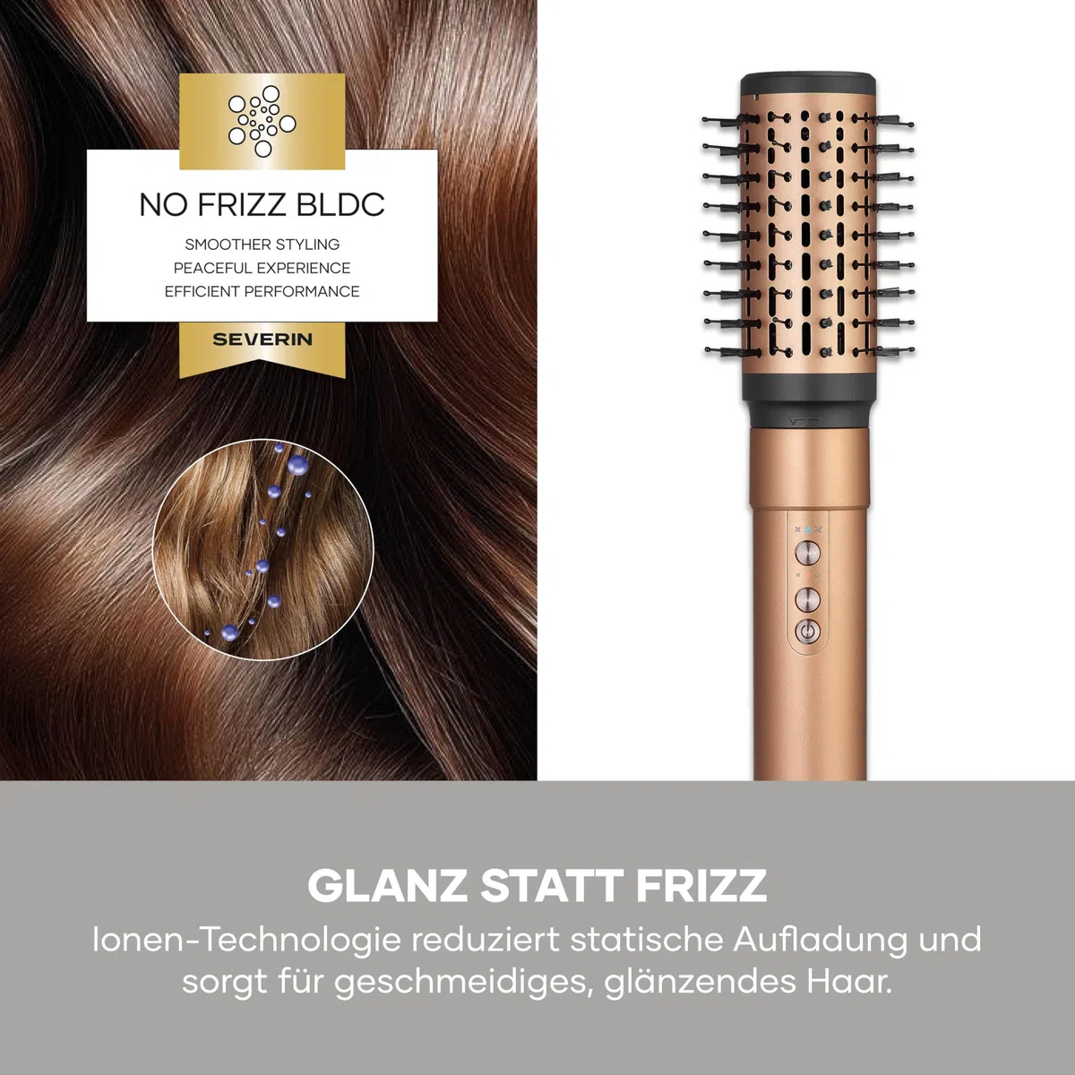 Severin 5-in-1-Airstyler, Volumisieren, Locken und Glätten, 5 Aufsätze, Multi-Haarstyler, Hairstyler-Set, Ionen-Föhn, Trockner, Beach-Wave, S-Style Multi-Styler Pro copper, kupfer/schwarz, WL 0685
